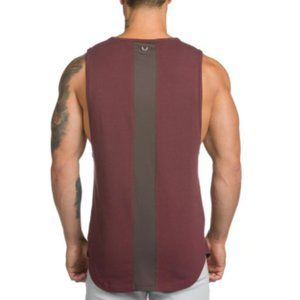 Asrv Red Men’s Fitness Sleeveless Patchwork